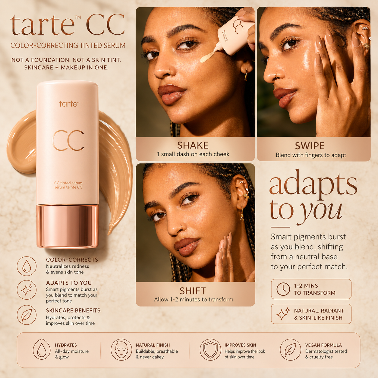 Tarte CC Tinted Serum | Brightens, Corrects & Evens Skin Tone