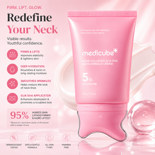 medicube PDRN Collagen Gua Sha Neck Wrinkle Cream for Firm, Youthful Skin