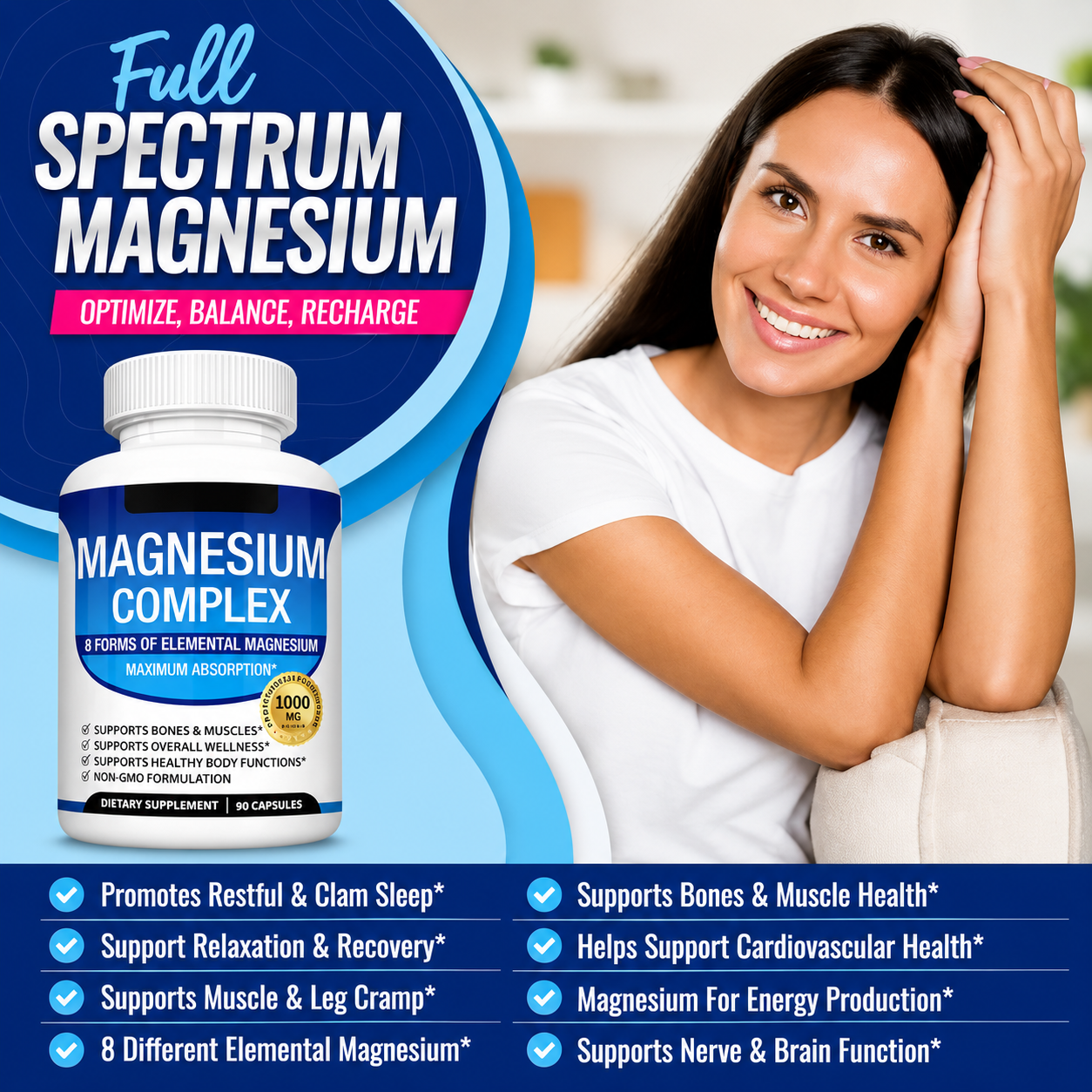 TopLux™ Magnesium Complex 1000mg | 8-in-1 Formula