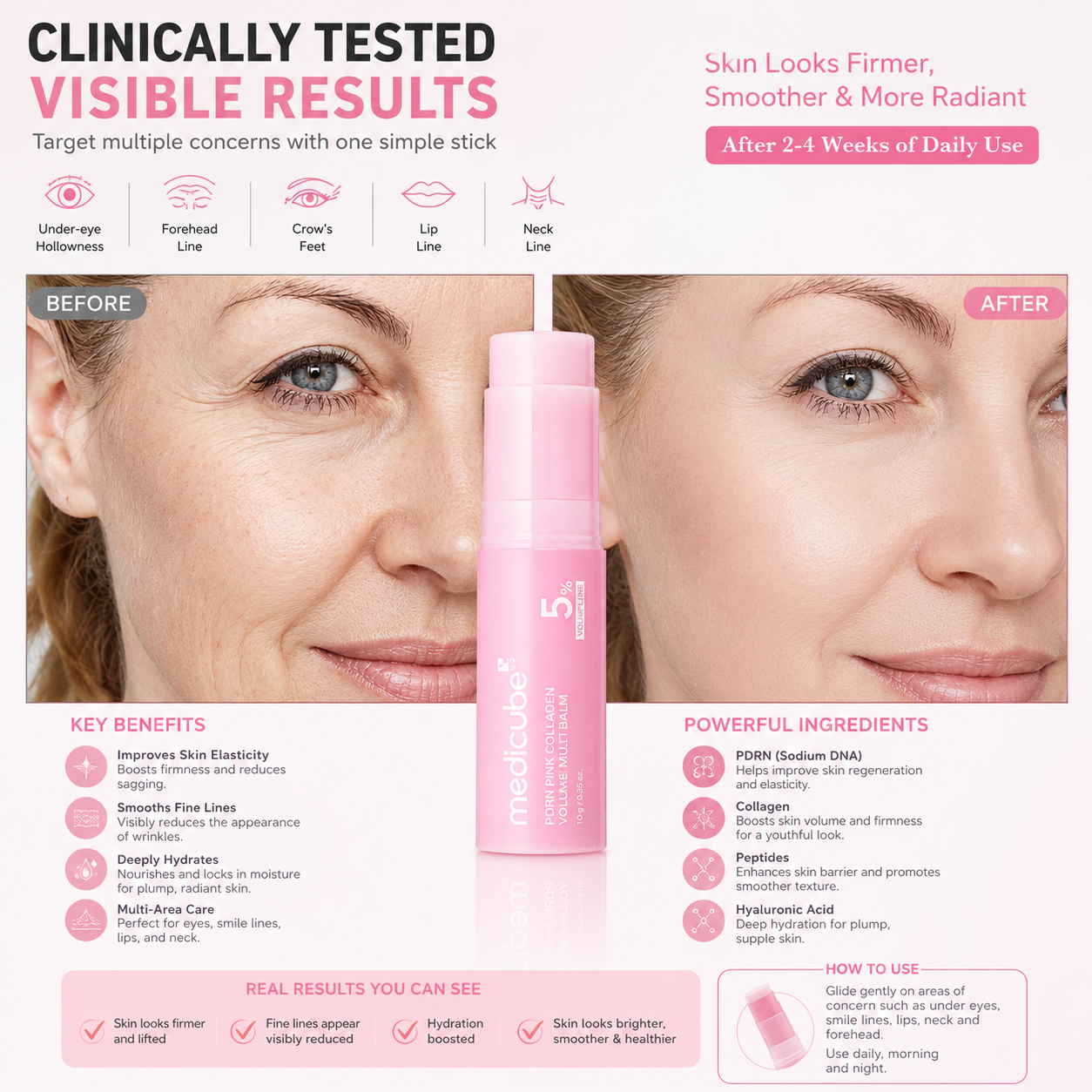 Medicube PDRN Pink Collagen Multi Balm – Firming & Wrinkle Care Stick for Youthful Skin
