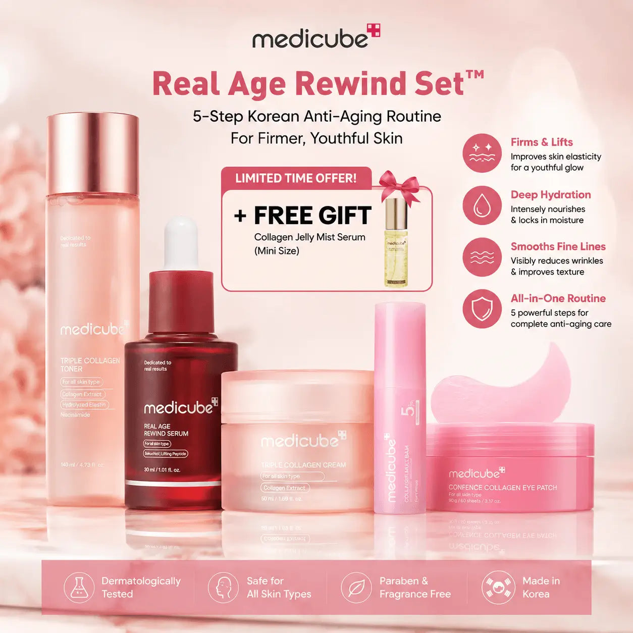 Medicube Real Age Rewind™ 5-Step Anti-Aging Set + 1 FREE Mist