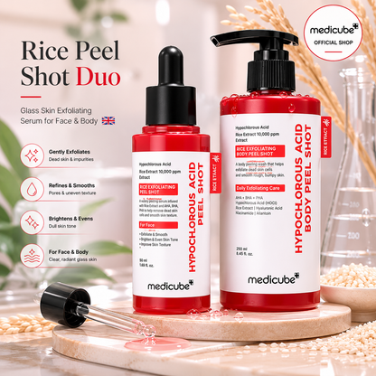 Rice Peel Shot Duo – Glass Skin Exfoliating Serum for Face & Body