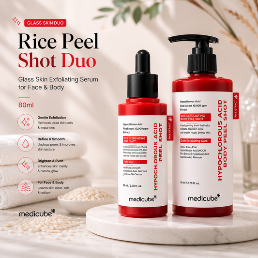 Rice Peel Shot Duo – Glass Skin Exfoliating Serum for Face & Body