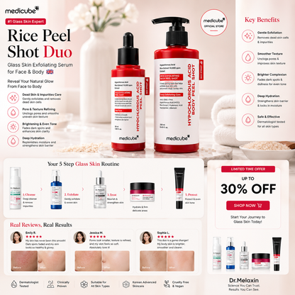 Rice Peel Shot Duo – Glass Skin Exfoliating Serum for Face & Body