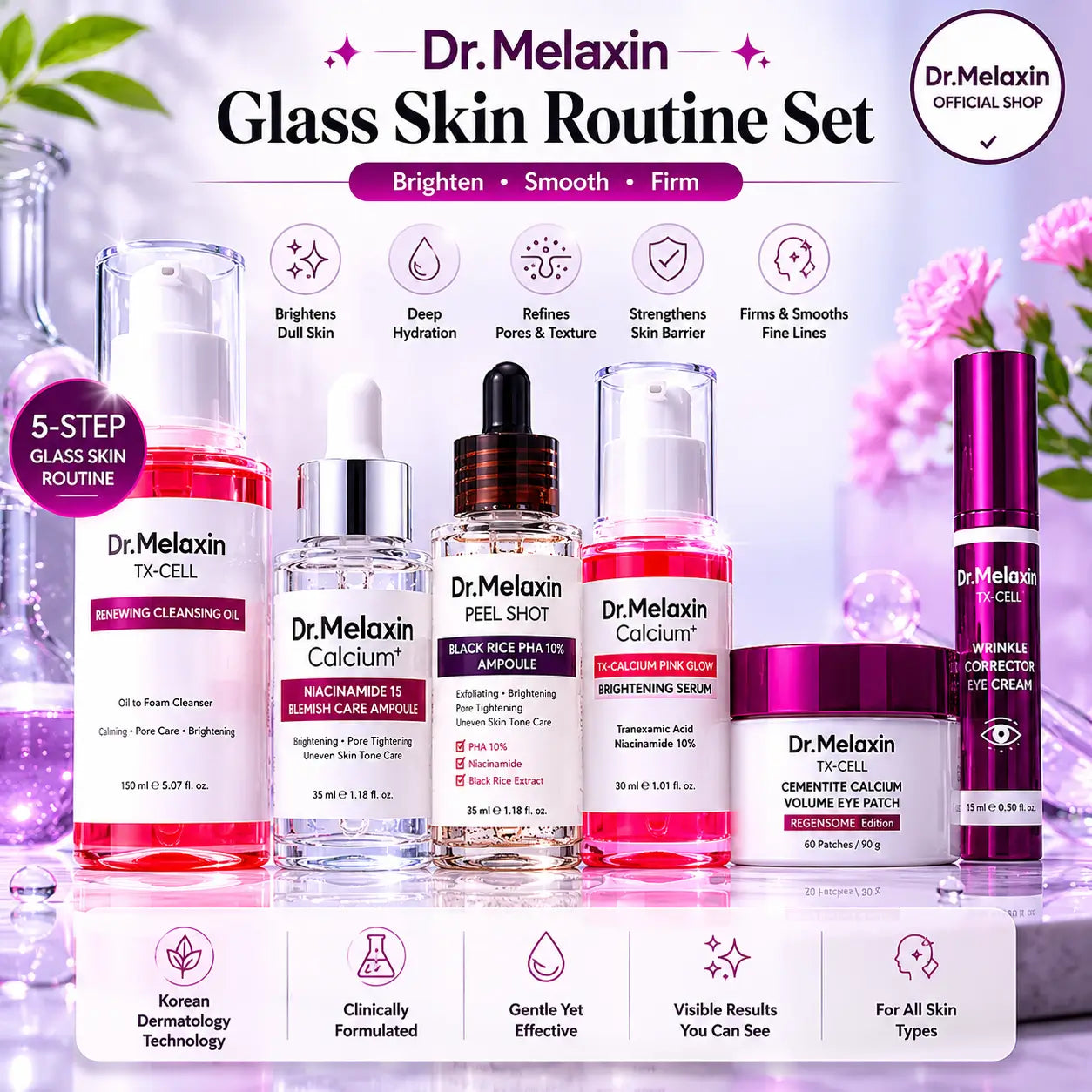 Dr. Melaxin Glass Skin Routine Set Brighten, Smooth & Firm UK